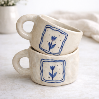 Little Blue Tulip Cups – Set of 2