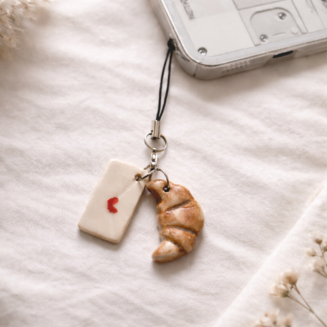 Croissant & Love Ceramic Phone Charm