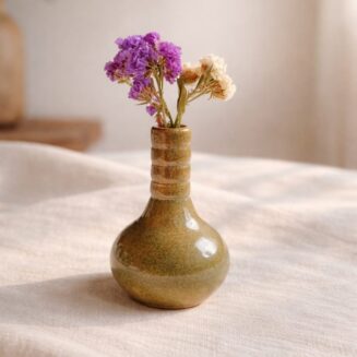 Olive Earth Ribbed Tiny Pot